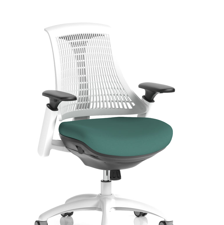 Flex Medium Back White Frame Task Operator Office Chair with Arms