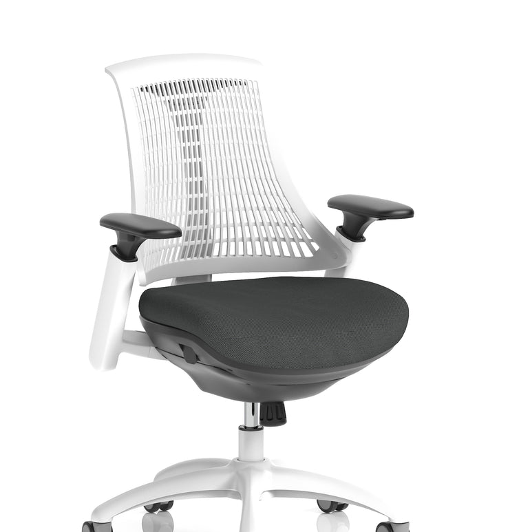 Flex Medium Back White Frame Task Operator Office Chair with Arms