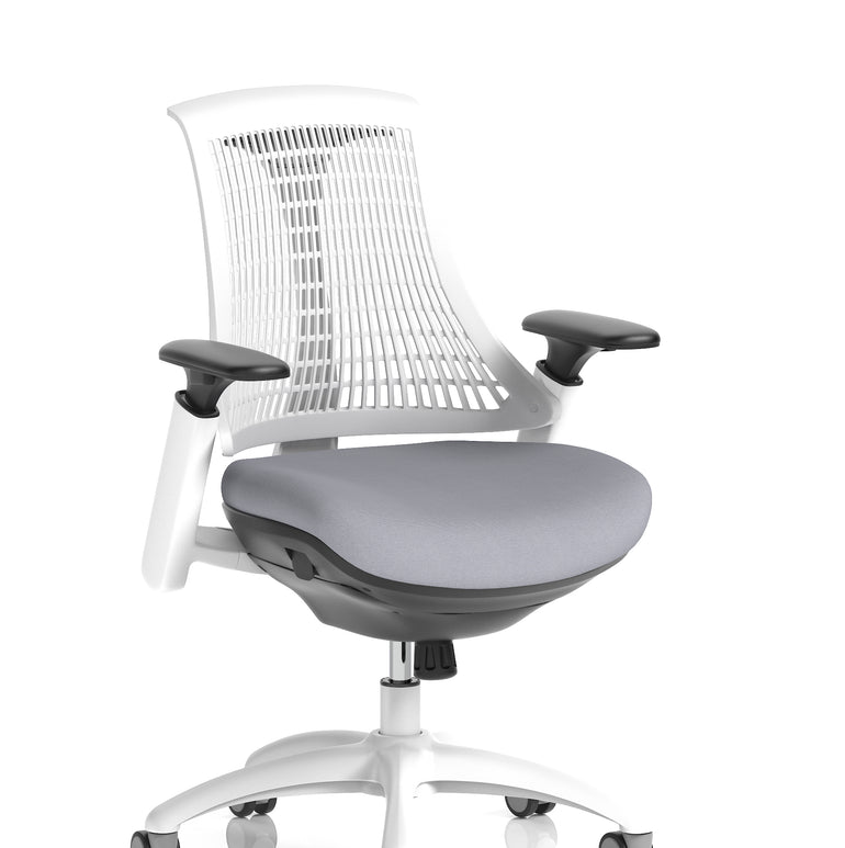 Flex Medium Back White Frame Task Operator Office Chair with Arms
