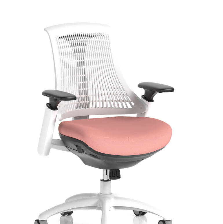 Flex Medium Back White Frame Task Operator Office Chair with Arms