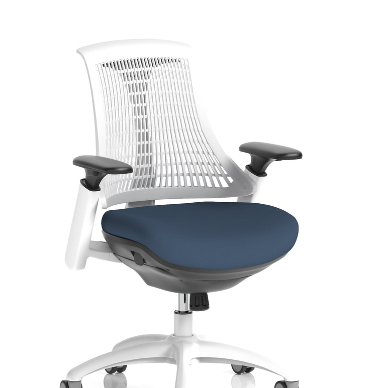 Flex Medium Back White Frame Task Operator Office Chair with Arms