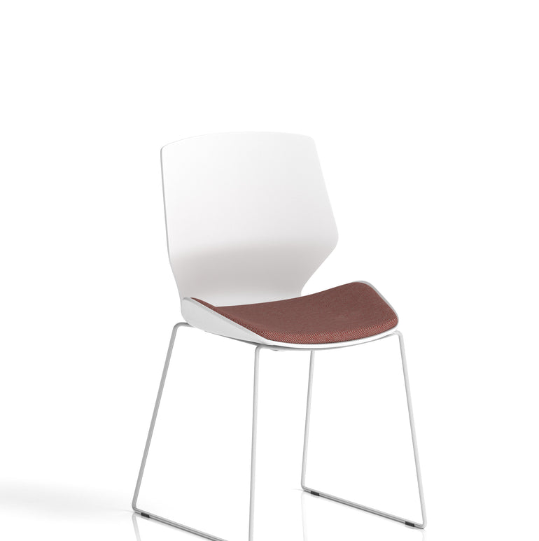 Florence Sled White Frame Fabric Seat Visitor Chair