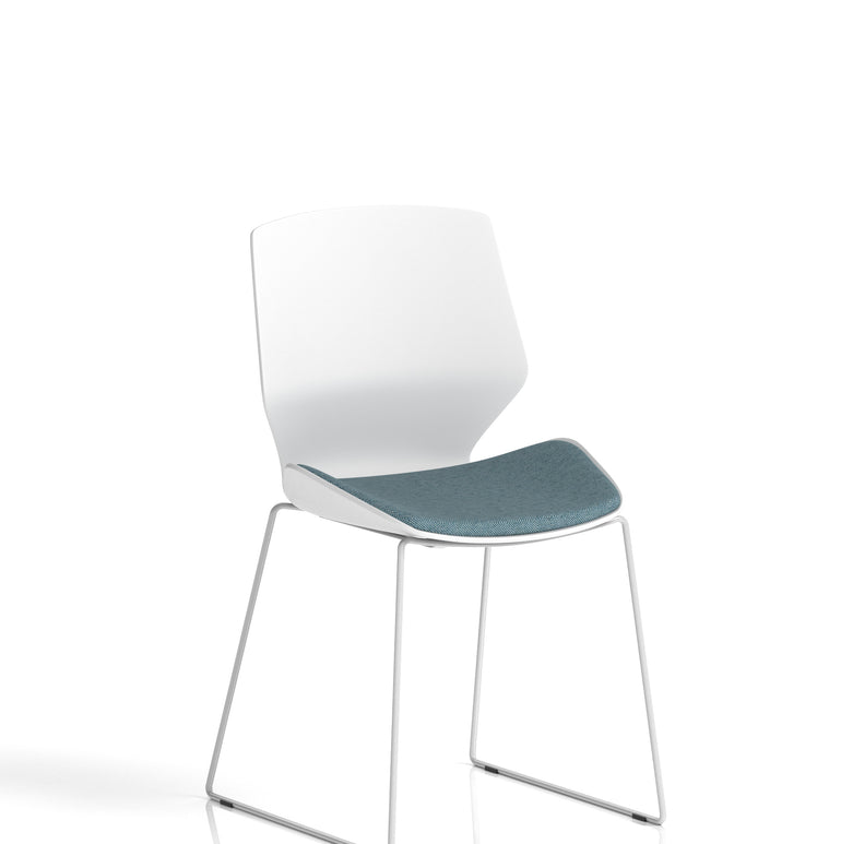 Florence Sled White Frame Fabric Seat Visitor Chair