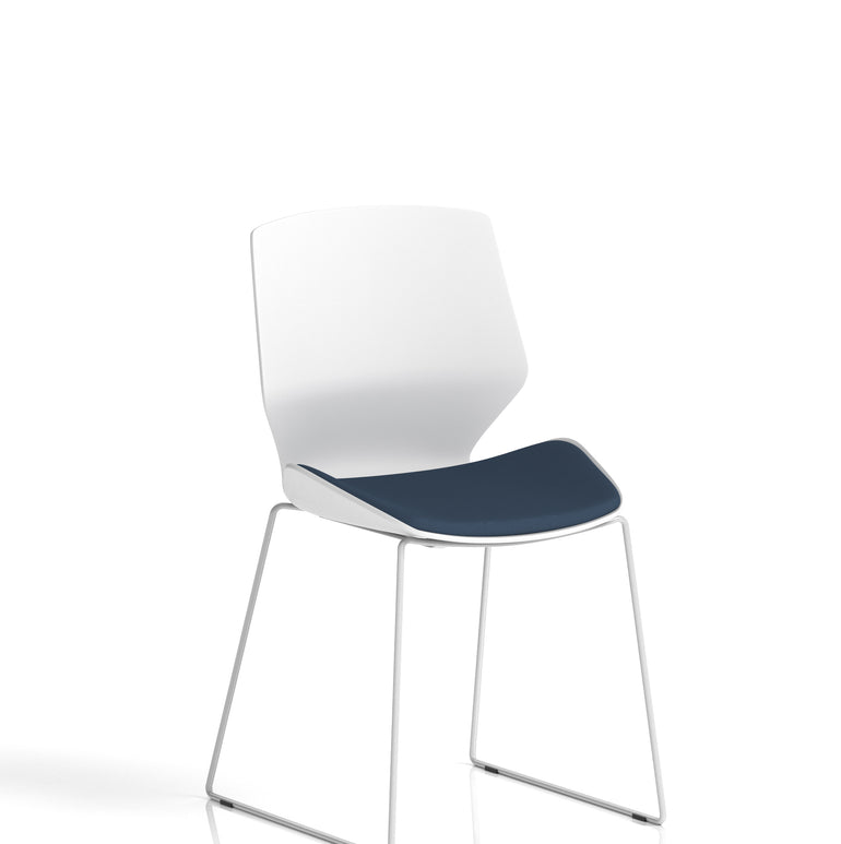 Florence Sled White Frame Fabric Seat Visitor Chair
