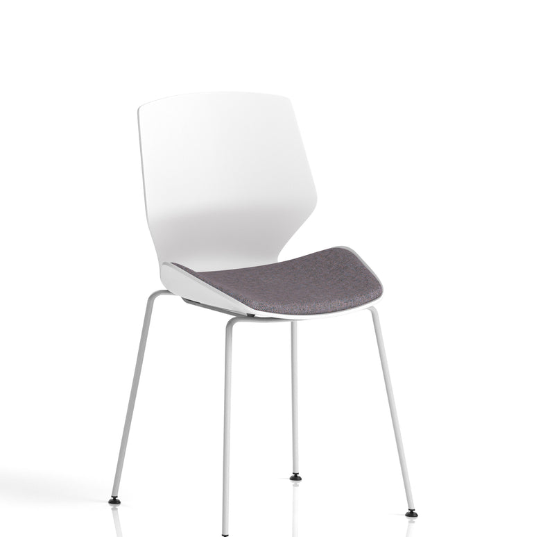 Florence White Frame Fabric Seat Visitor Chair