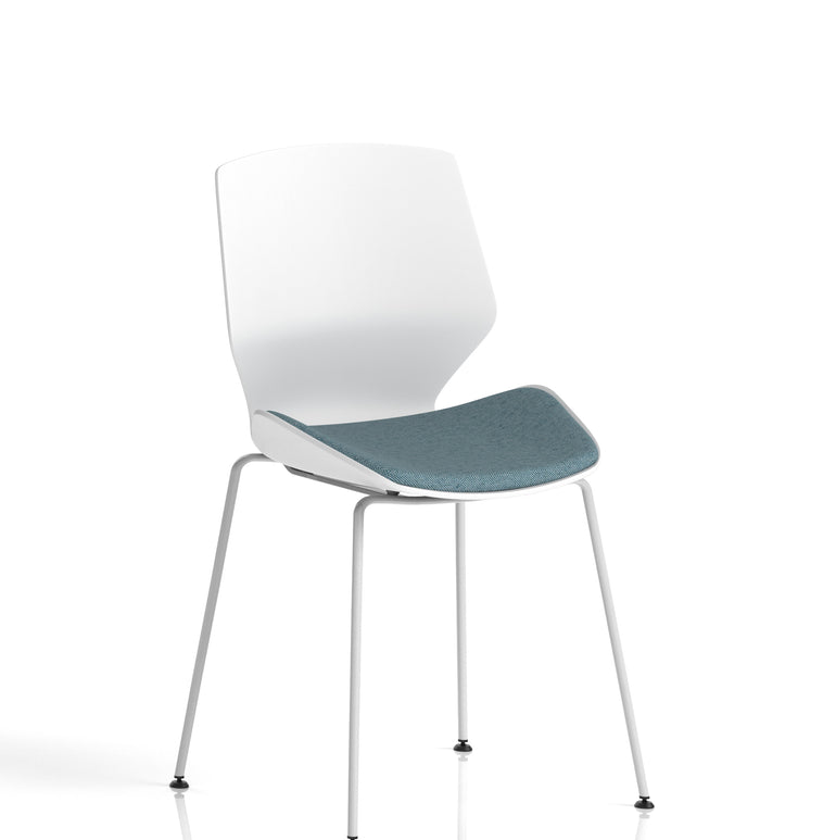 Florence White Frame Fabric Seat Visitor Chair