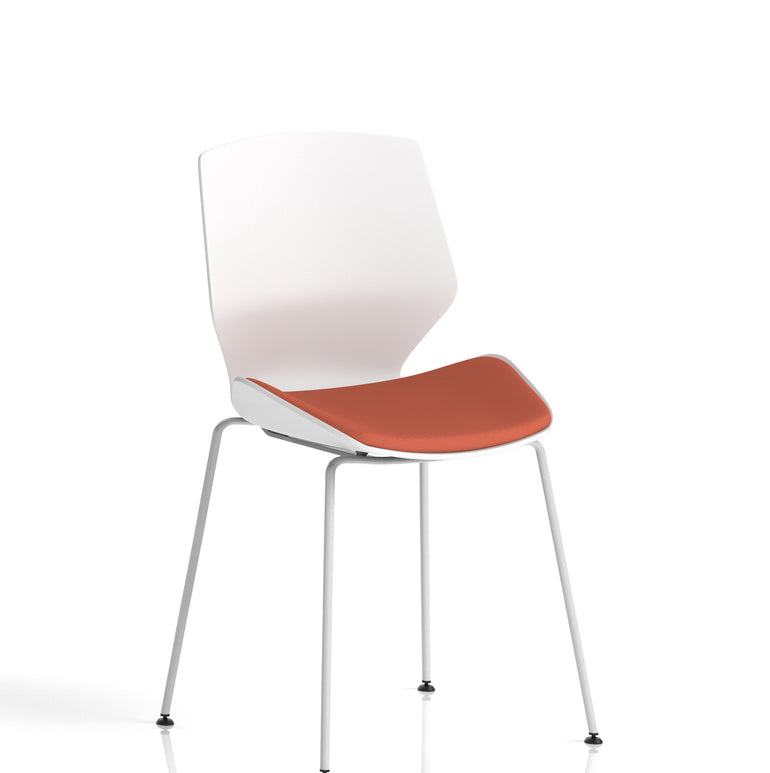 Florence White Frame Fabric Seat Visitor Chair