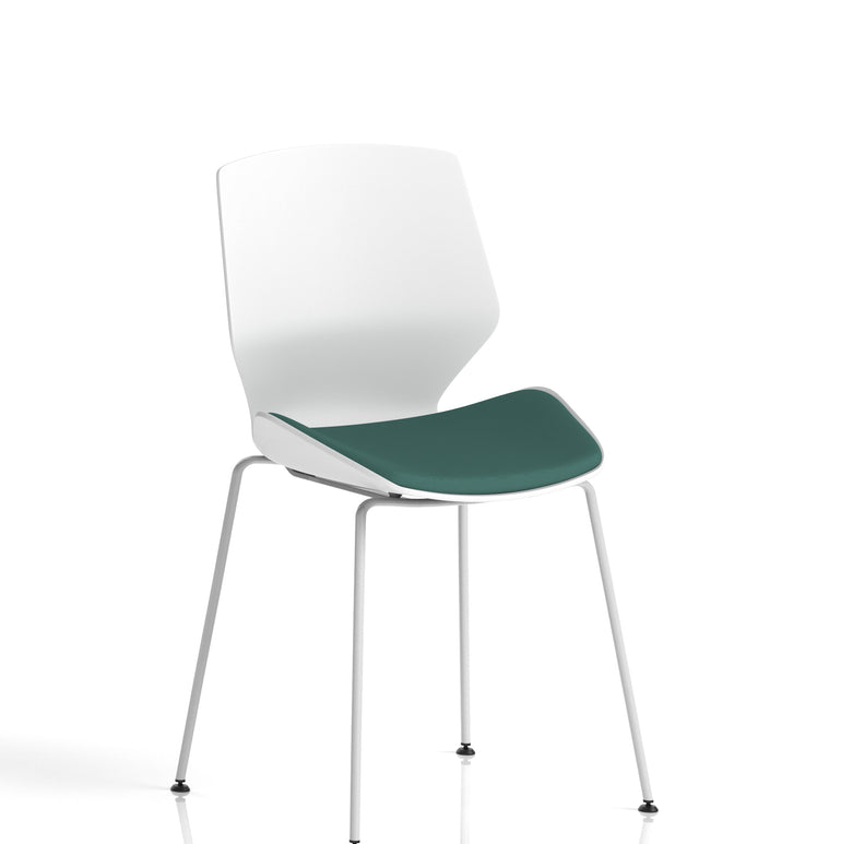 Florence White Frame Fabric Seat Visitor Chair