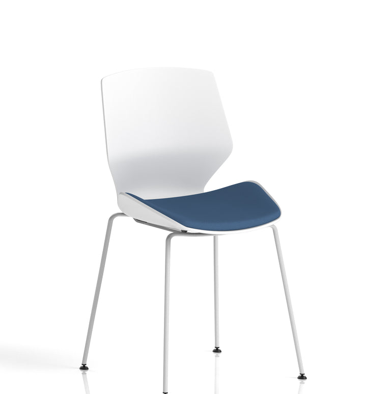 Florence White Frame Fabric Seat Visitor Chair