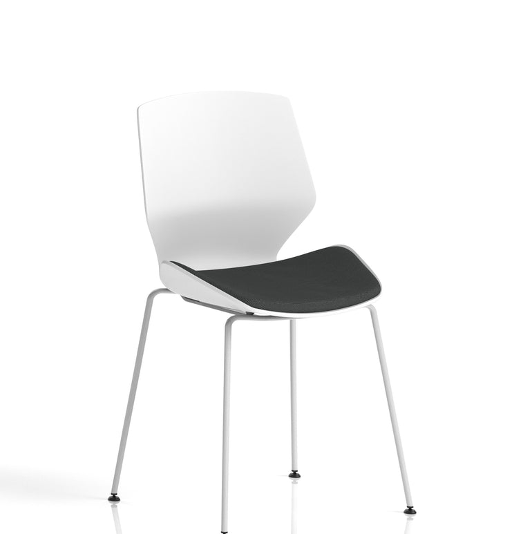 Florence White Frame Fabric Seat Visitor Chair