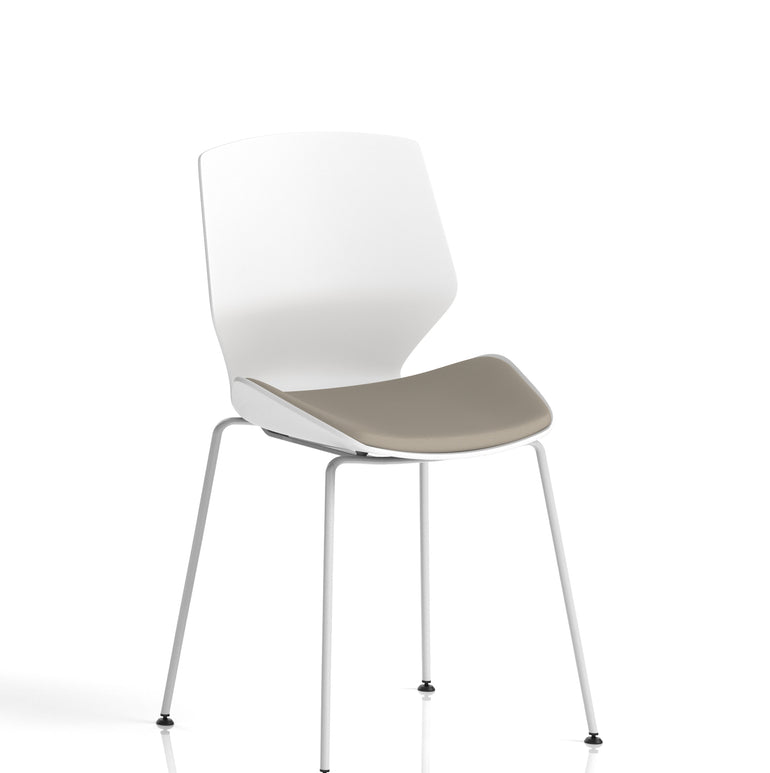 Florence White Frame Fabric Seat Visitor Chair