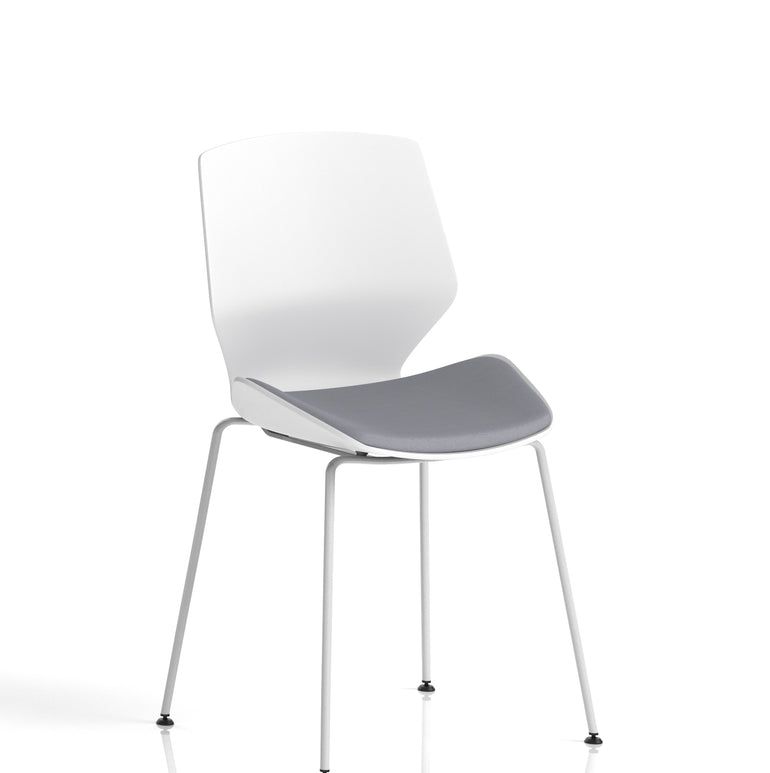 Florence White Frame Fabric Seat Visitor Chair