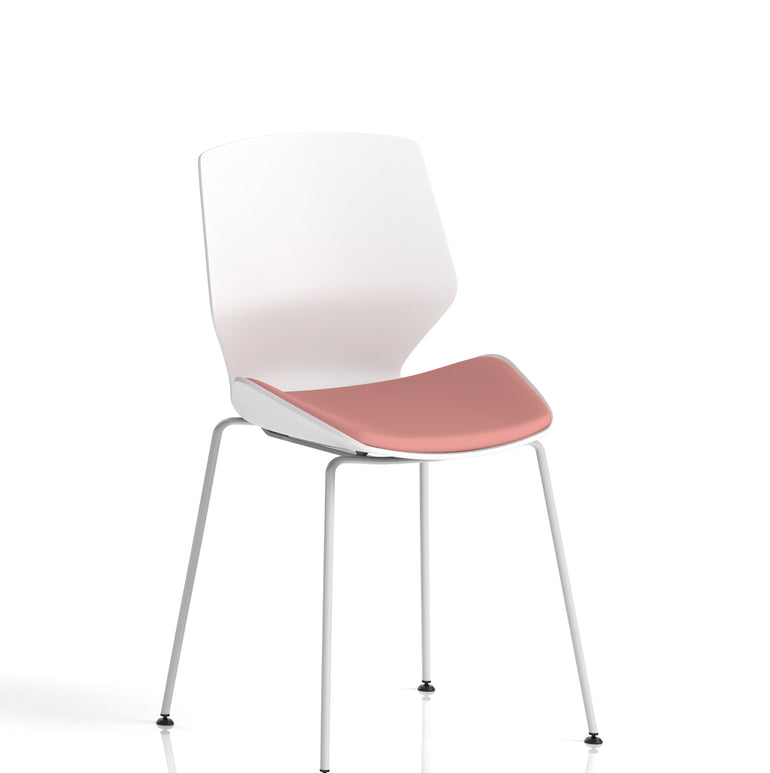Florence White Frame Fabric Seat Visitor Chair
