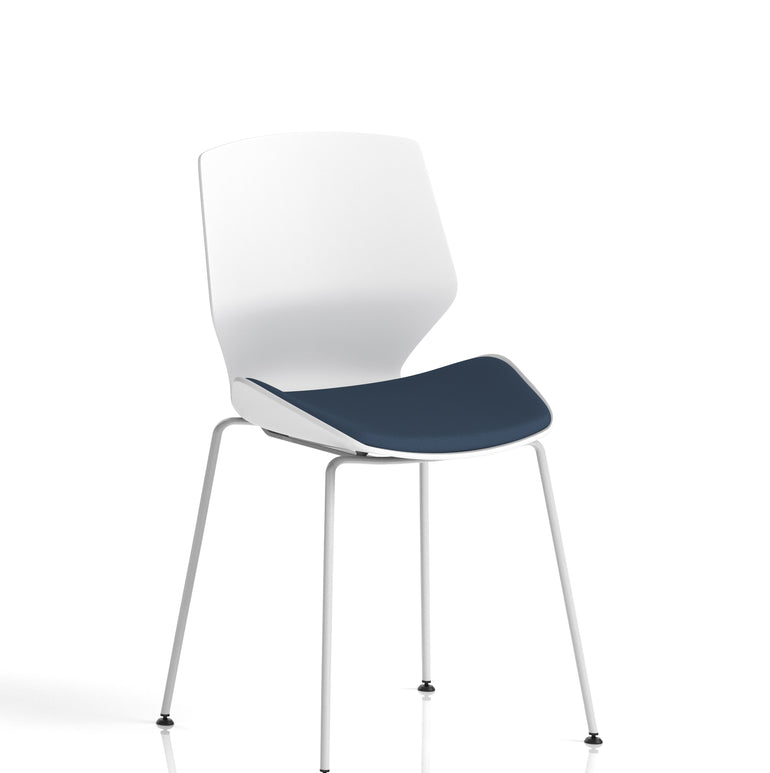 Florence White Frame Fabric Seat Visitor Chair