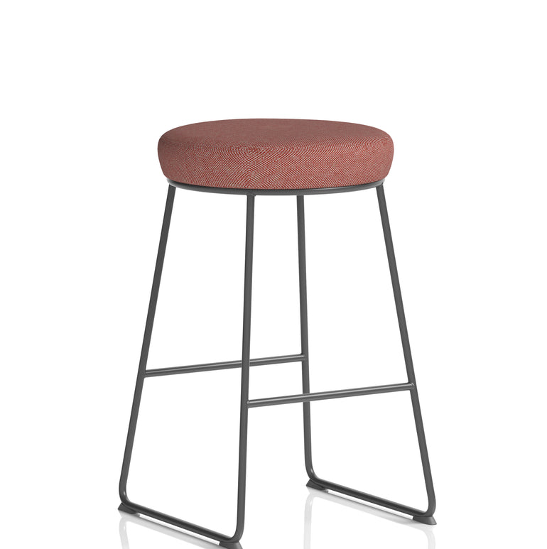 Turin Black Frame Fabric Seat Stool Chair