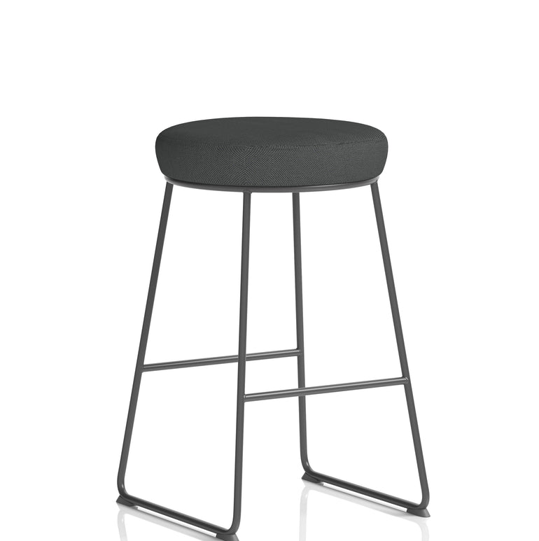 Turin Black Frame Fabric Seat Stool Chair