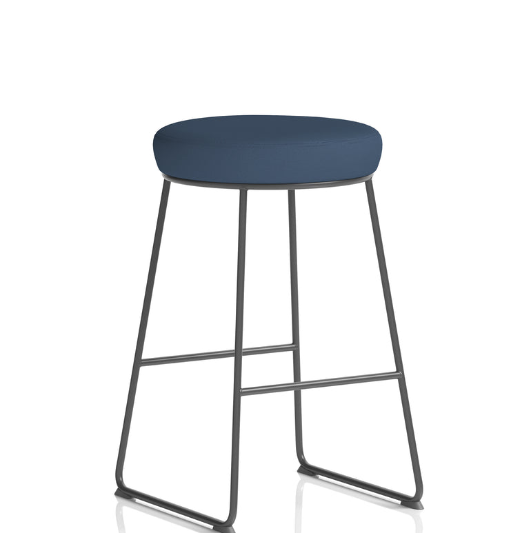 Turin Black Frame Fabric Seat Stool Chair