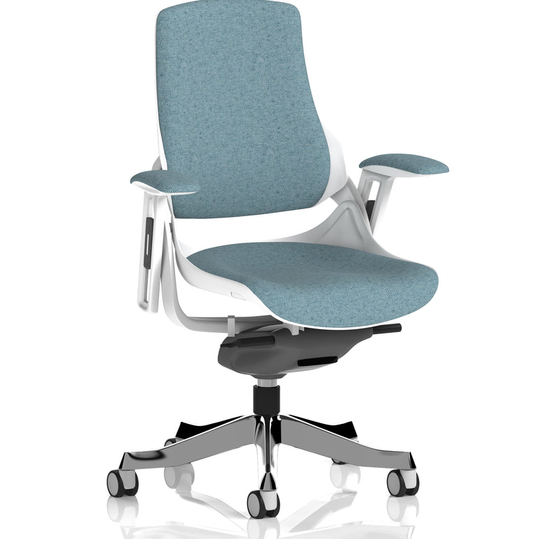 Zure High Back White Shell Fabric Executive Office Chair with Arms
