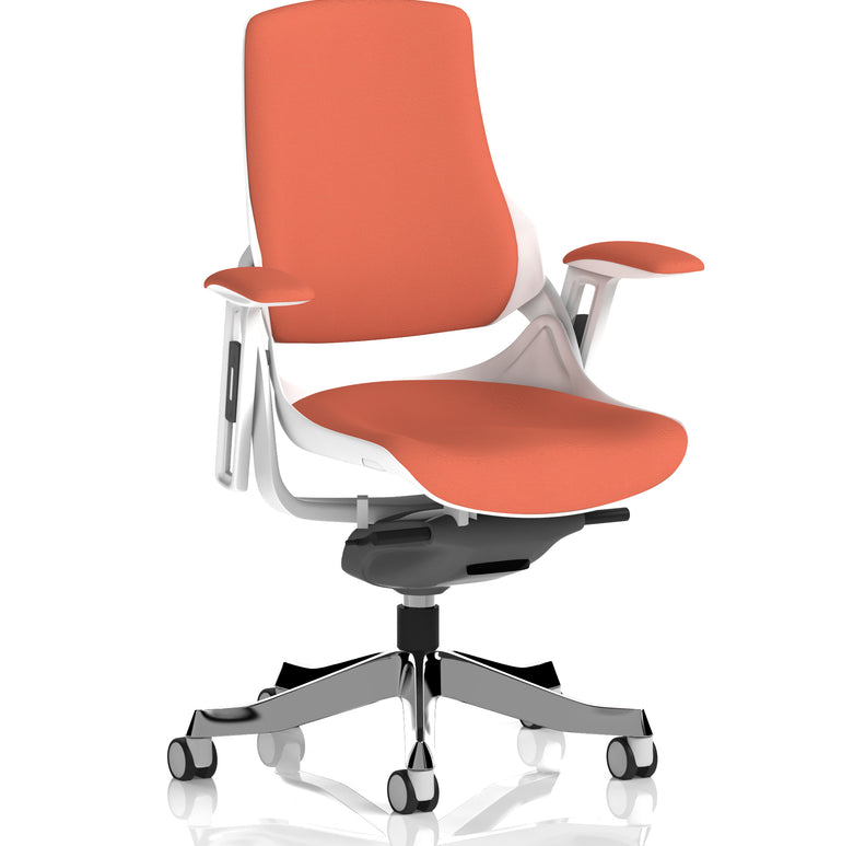 Zure High Back White Shell Fabric Executive Office Chair with Arms