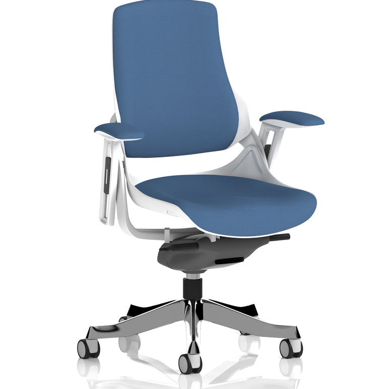 Zure High Back White Shell Fabric Executive Office Chair with Arms