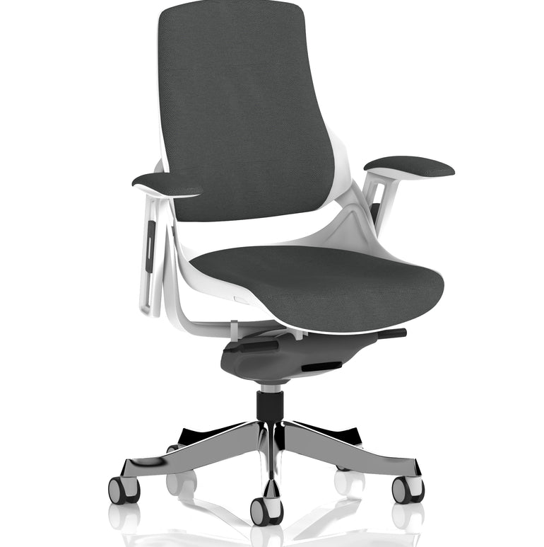 Zure High Back White Shell Fabric Executive Office Chair with Arms