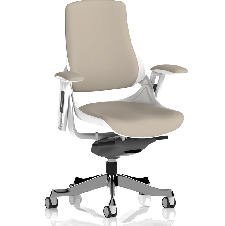 Zure High Back White Shell Fabric Executive Office Chair with Arms