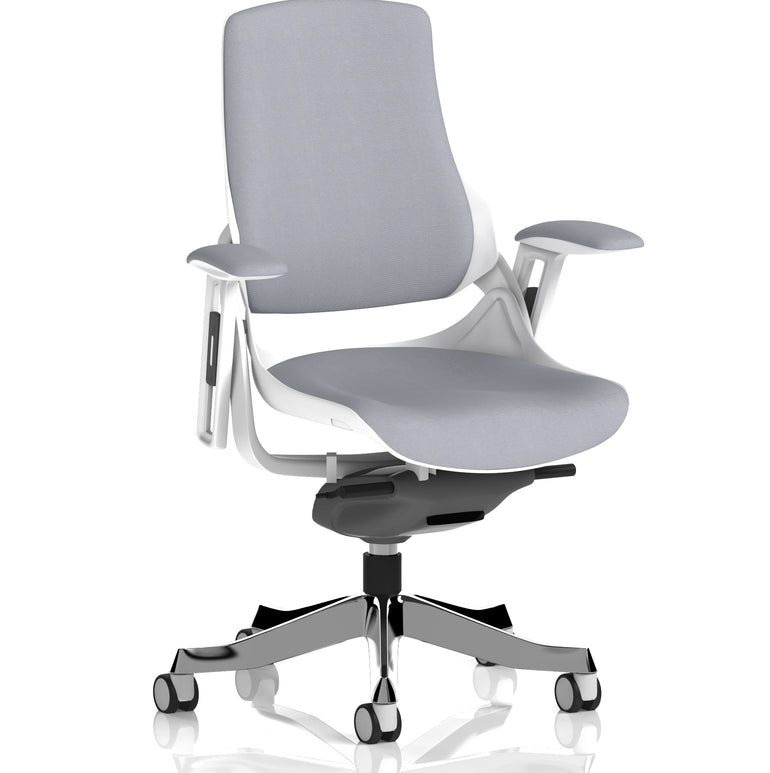 Zure High Back White Shell Fabric Executive Office Chair with Arms