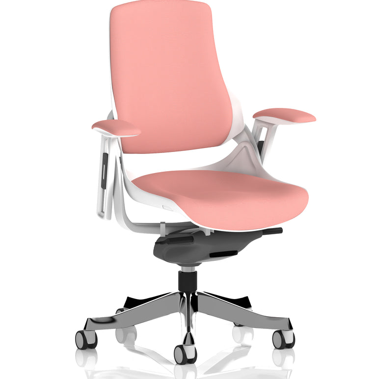 Zure High Back White Shell Fabric Executive Office Chair with Arms