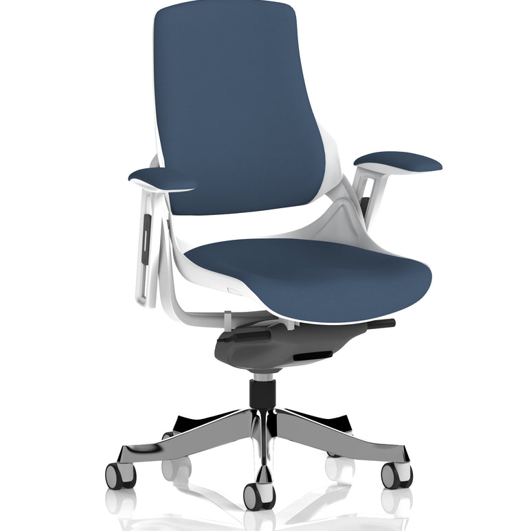 Zure High Back White Shell Fabric Executive Office Chair with Arms