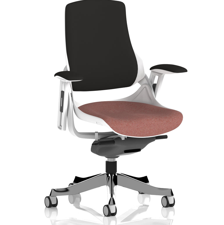 Zure High Back White Shell Fabric Executive Office Chair with Arms