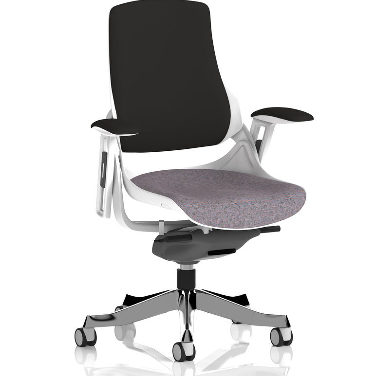 Zure High Back White Shell Fabric Executive Office Chair with Arms