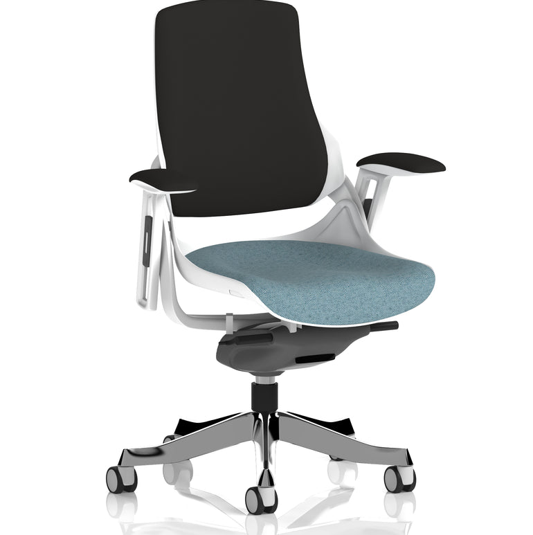Zure High Back White Shell Fabric Executive Office Chair with Arms