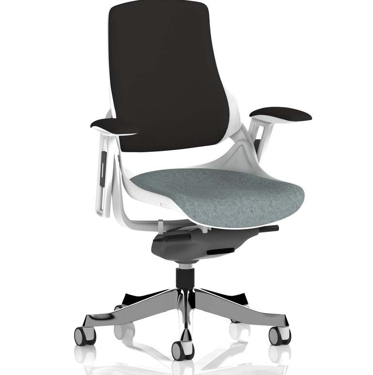 Zure High Back White Shell Fabric Executive Office Chair with Arms