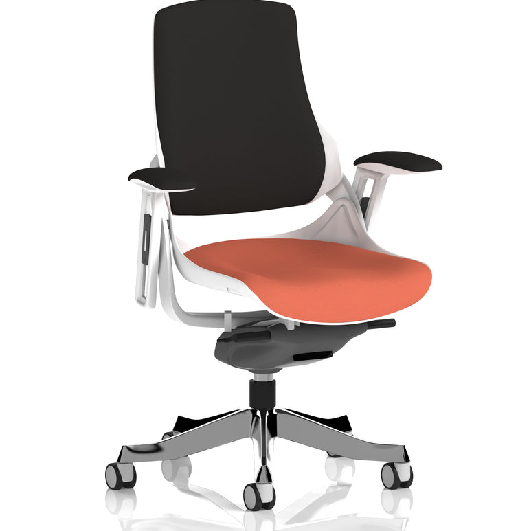 Zure High Back White Shell Fabric Executive Office Chair with Arms