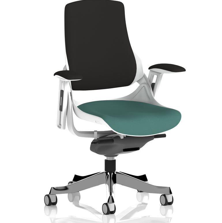 Zure High Back White Shell Fabric Executive Office Chair with Arms