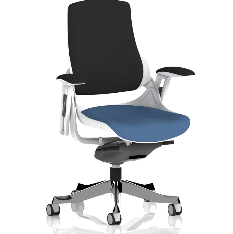 Zure High Back White Shell Fabric Executive Office Chair with Arms