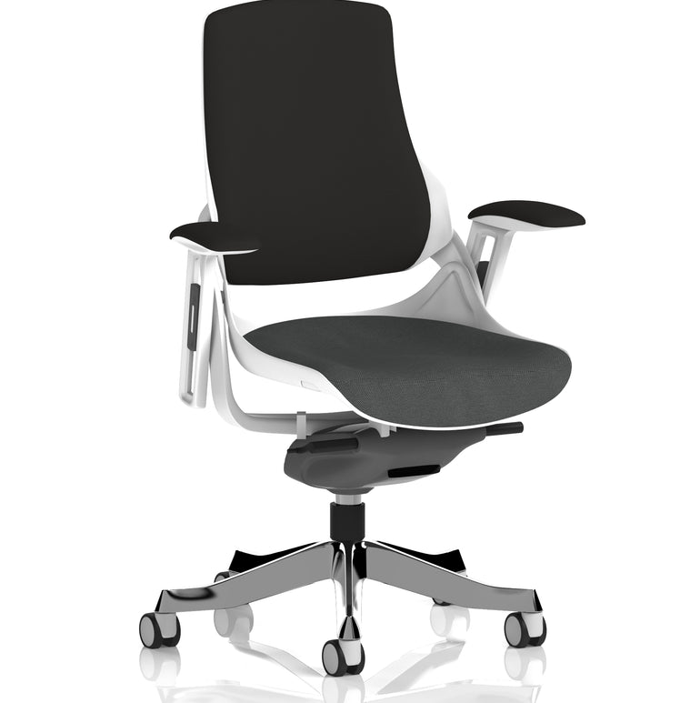 Zure High Back White Shell Fabric Executive Office Chair with Arms