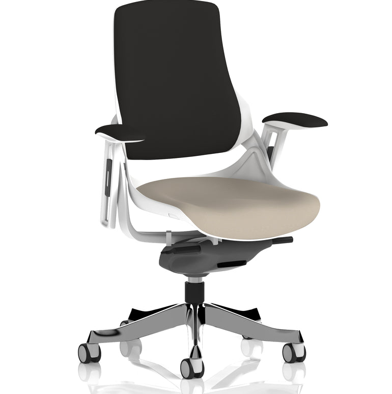 Zure High Back White Shell Fabric Executive Office Chair with Arms