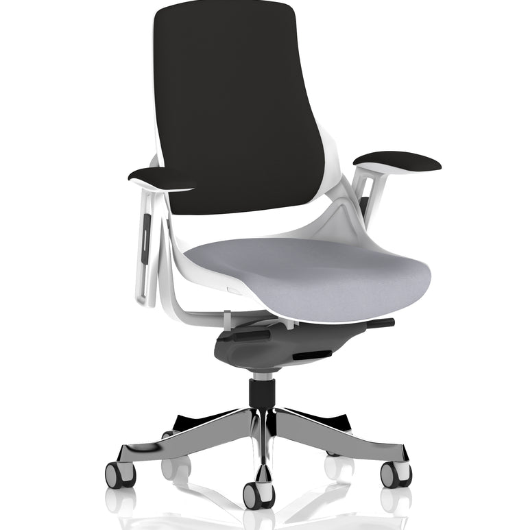 Zure High Back White Shell Fabric Executive Office Chair with Arms