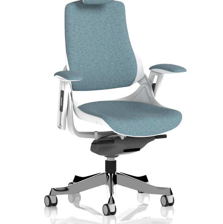 Zure High Back White Shell Fabric Executive Office Chair with Arms
