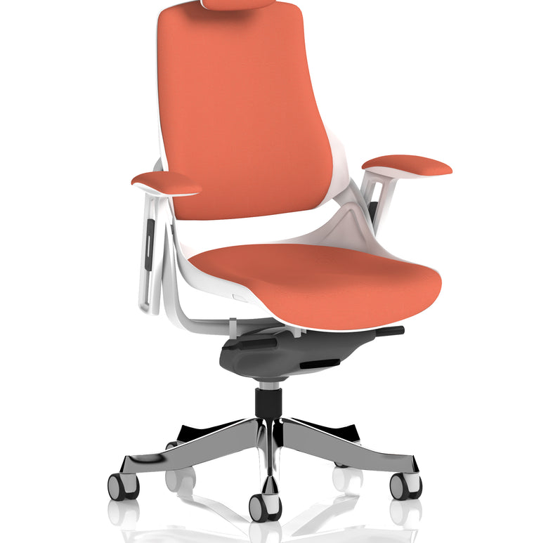 Zure High Back White Shell Fabric Executive Office Chair with Arms