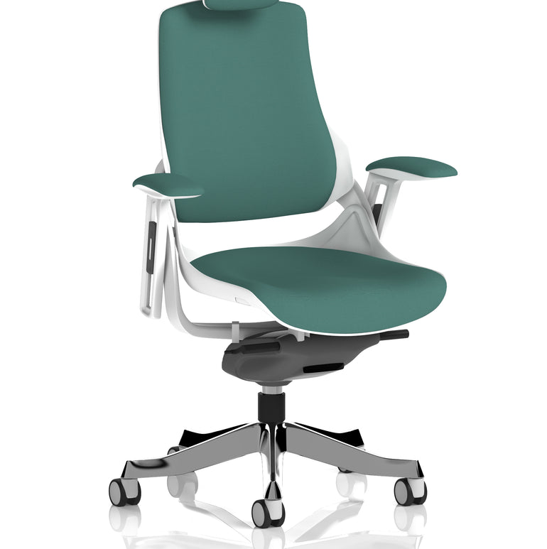 Zure High Back White Shell Fabric Executive Office Chair with Arms