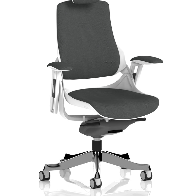 Zure High Back White Shell Fabric Executive Office Chair with Arms