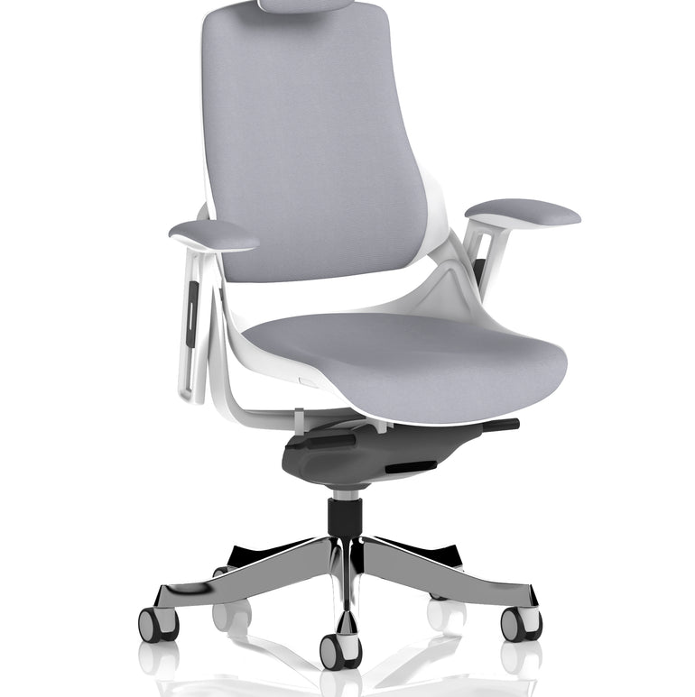 Zure High Back White Shell Fabric Executive Office Chair with Arms