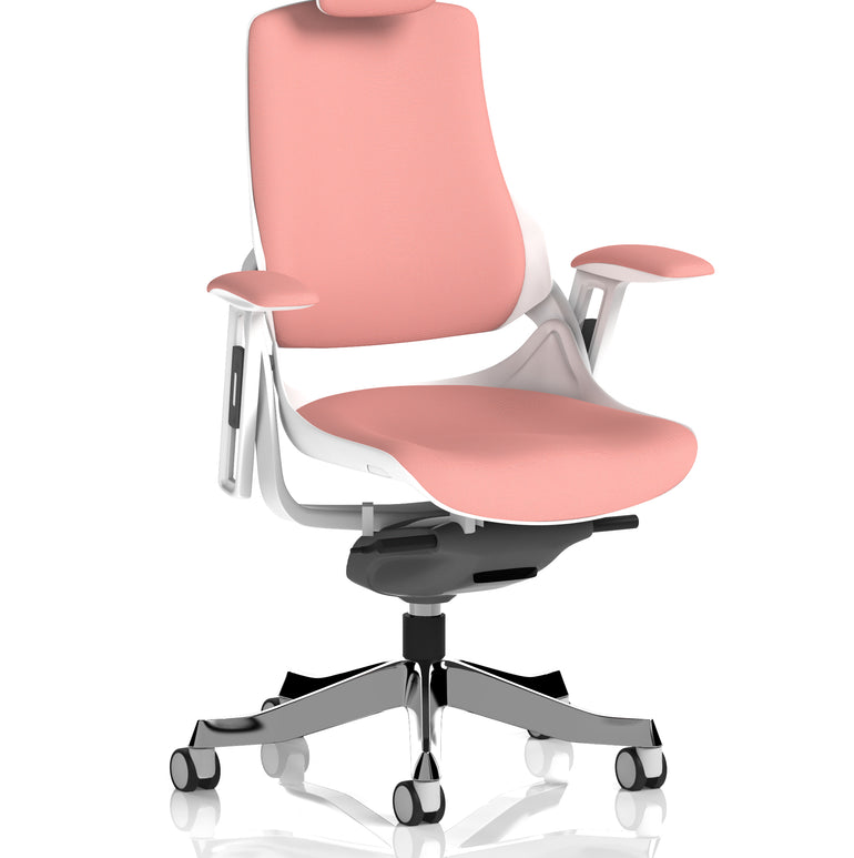 Zure High Back White Shell Fabric Executive Office Chair with Arms