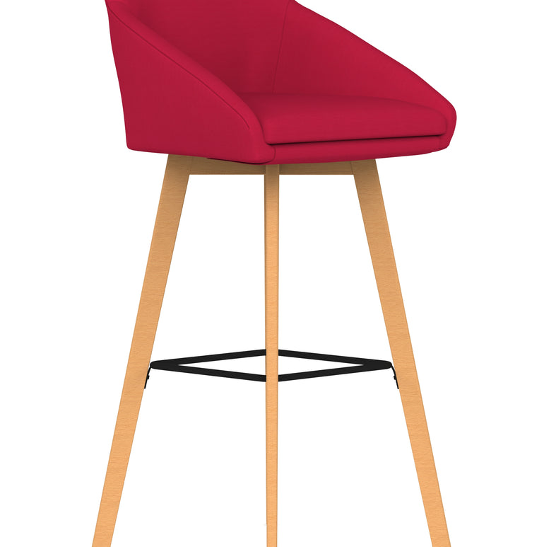 Carmen Grey Fabric Wooden Leg High Stool Chair