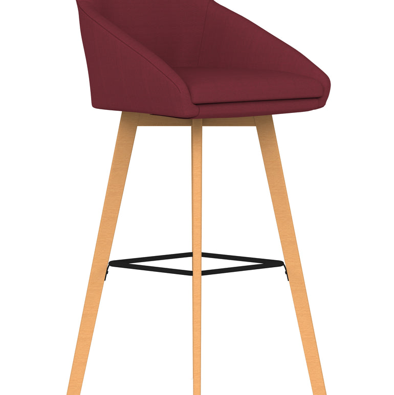 Carmen Grey Fabric Wooden Leg High Stool Chair