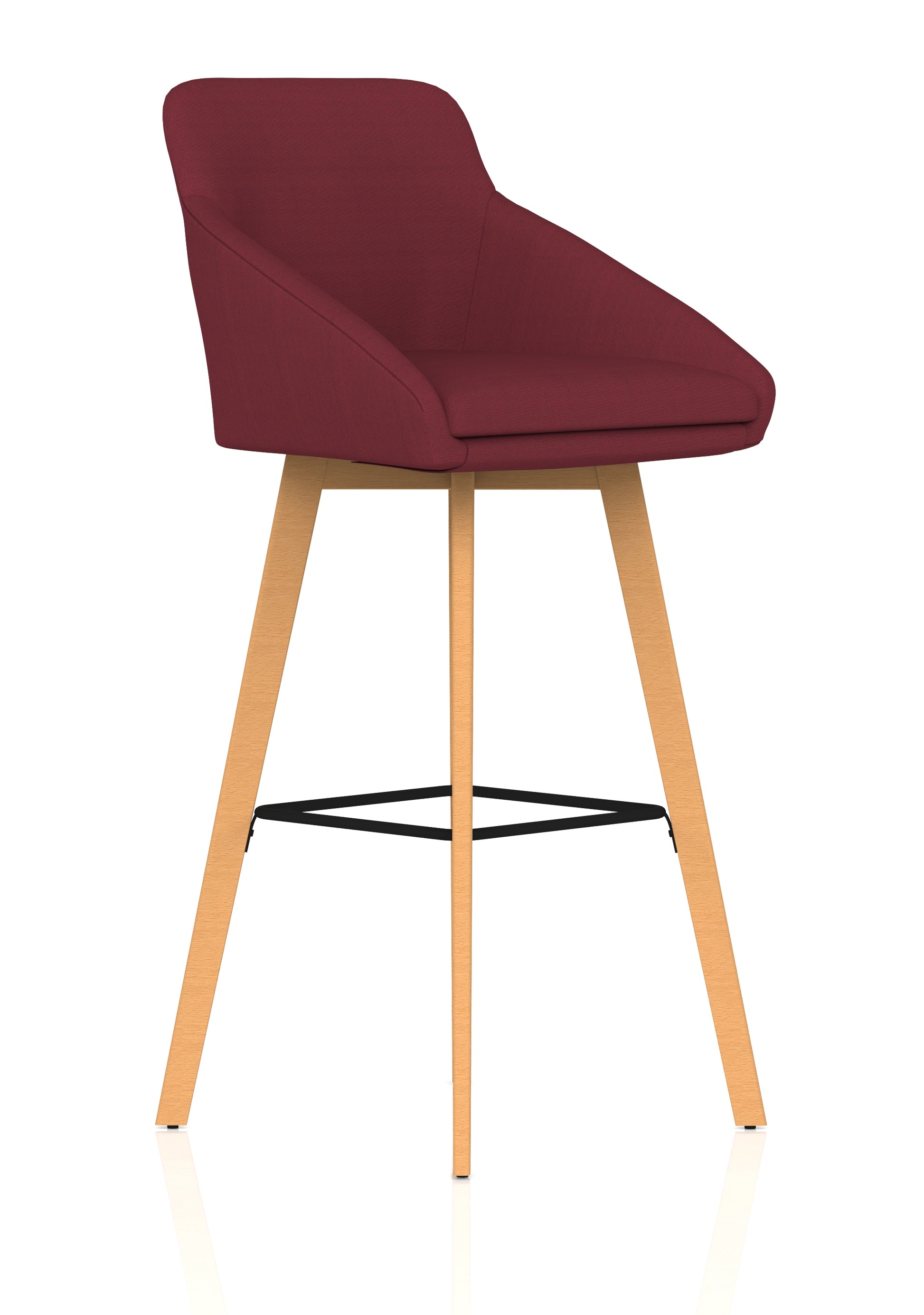 Carmen Grey Fabric Wooden Leg High Stool Chair