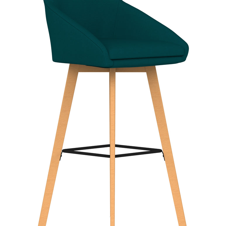 Carmen Grey Fabric Wooden Leg High Stool Chair