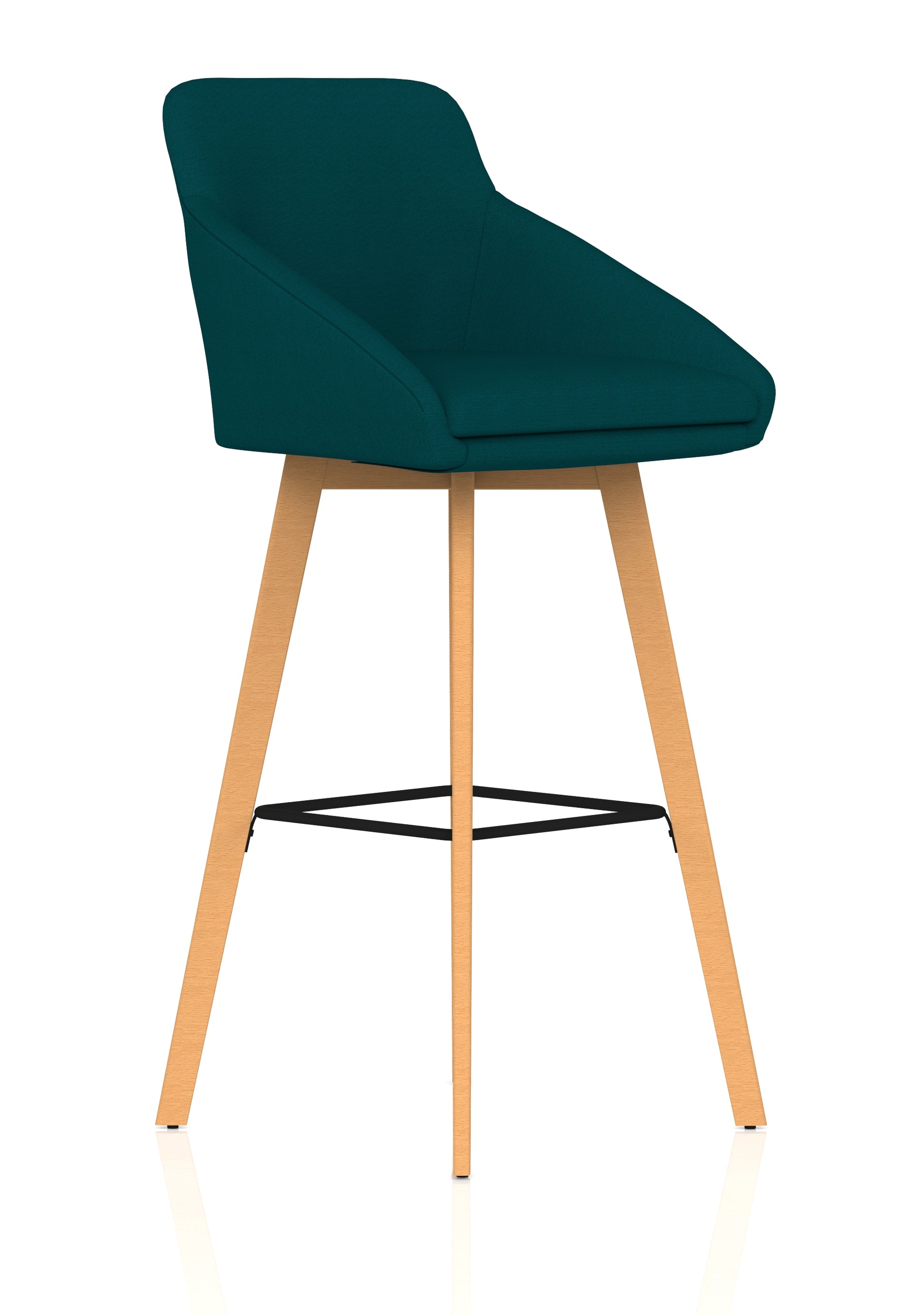 Carmen Grey Fabric Wooden Leg High Stool Chair